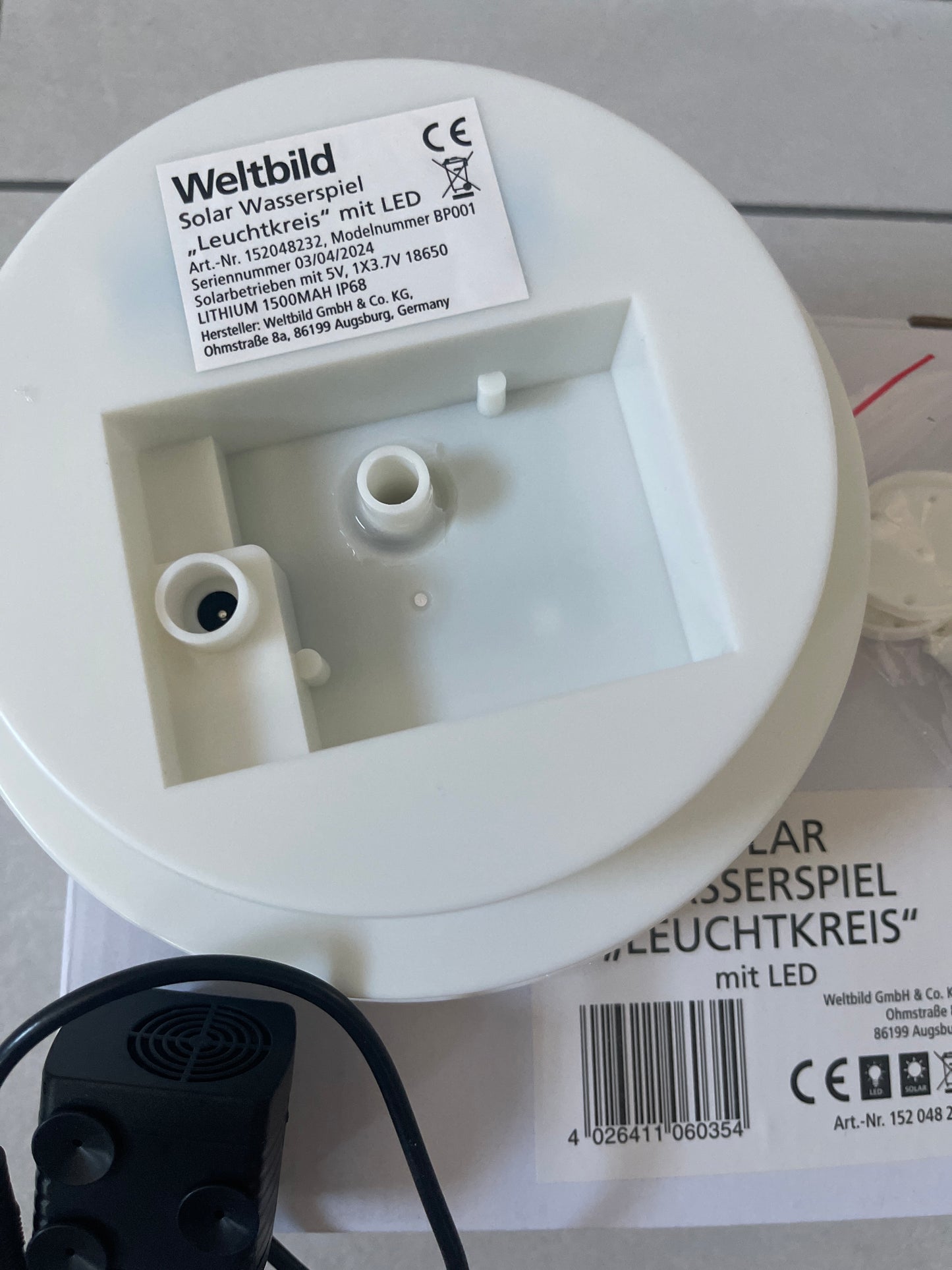 Weltbild Solar Wasserspiel Leuchtkreis mit LED