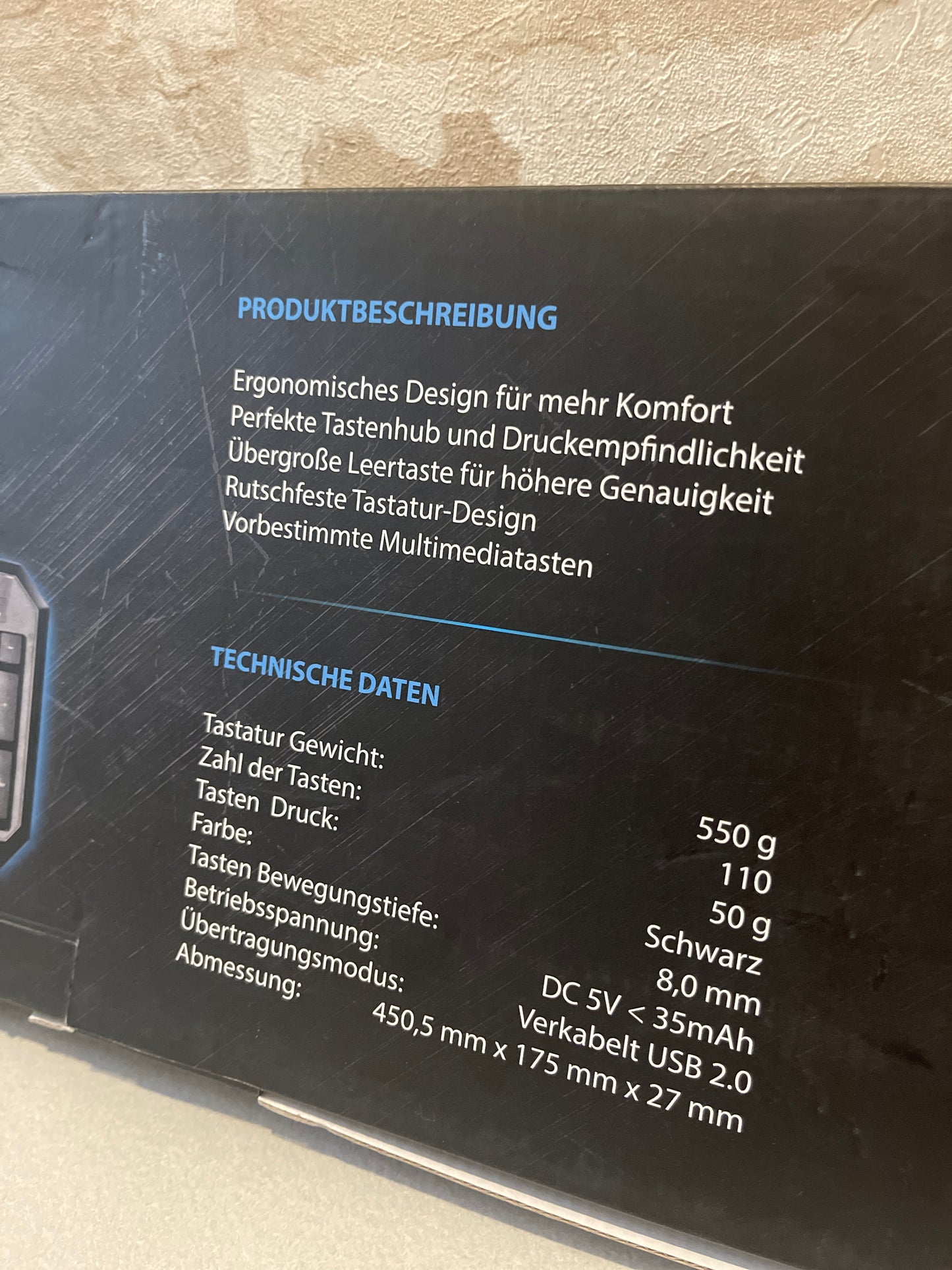 DONZO SI-832 Tastatur Gaming QWERTZ USB NEU