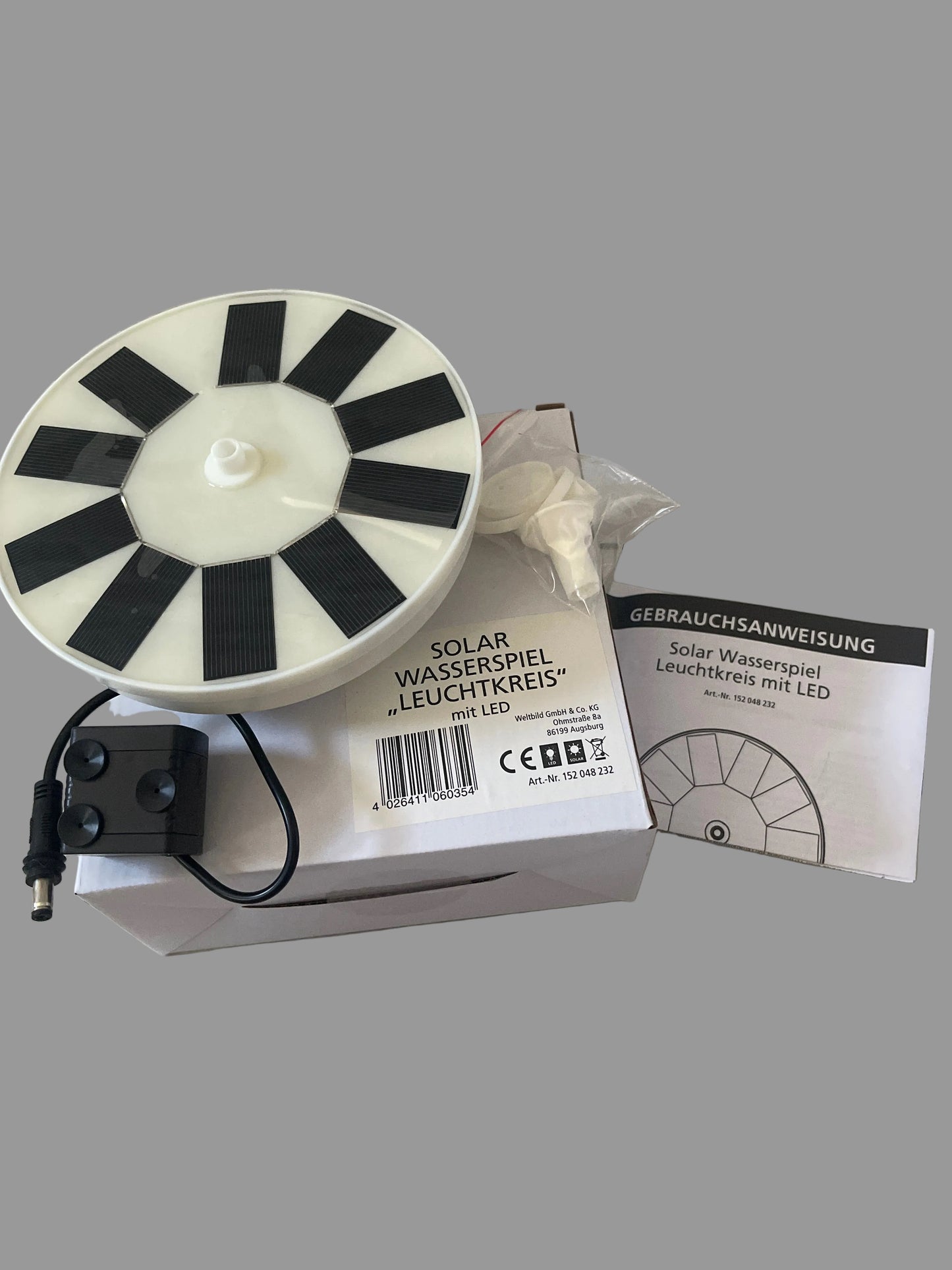Weltbild Solar Wasserspiel Leuchtkreis mit LED