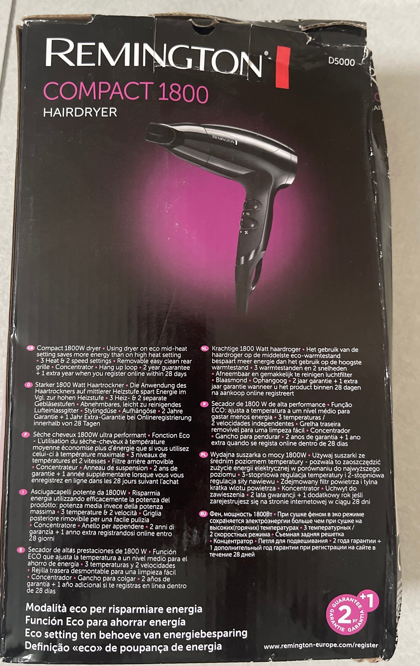Remington Compact 1800 Hairdryer Haartrockner Fön